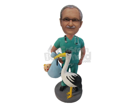 Custom Bobblehead Gynecologist Doctor In Medical Attire And Stork Holding A Newborn Baby - Careers & Professionals Medical Doctors Personalized Bobblehead & Cake Topper Custom Bobblehead Gynecologist Doctor In Medical Attire And Stork Holding A Newborn Baby - Careers & Professionals Medical Doctors Personalized Bobblehead & Cake Topper